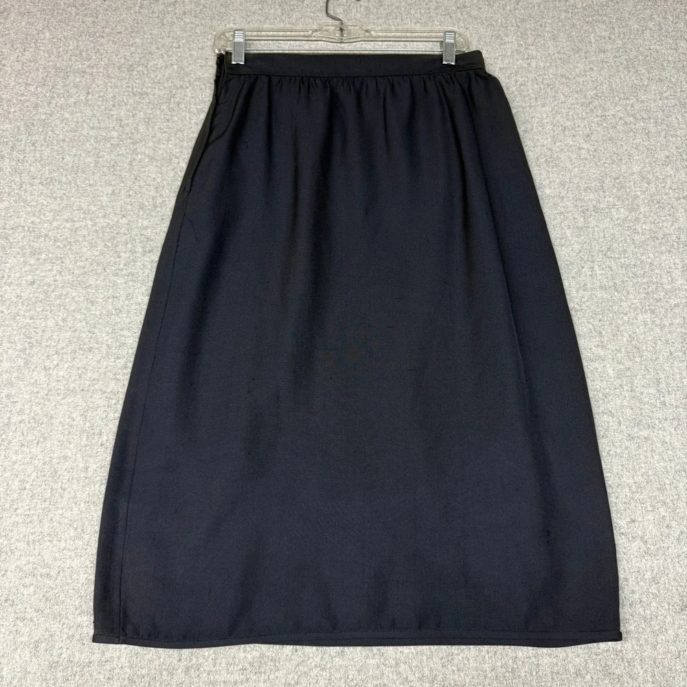 Emanuel Ungaro Parallele Paris Silk Wrap Skirt IT 44 US 8 Navy Blue Vintage Ital